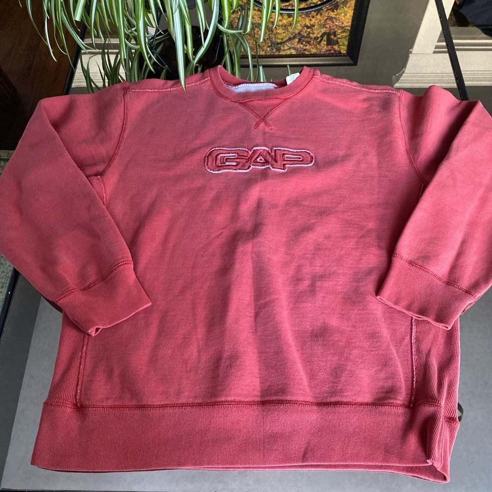 Vintage 90s GAP Crewneck Sweatshirt, Men's Sz.L Red/Mauve